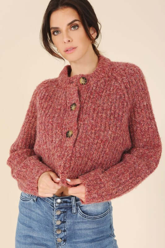 Stylish Melange Cropped Sweater Top for Trendsetters, Sweaters, $ 55.00, A Moment Of Now™