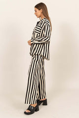 Stylish Black Striped Button Up Shirt and Pants Set, Outfit Sets, $ 59.00, A Moment Of Now™