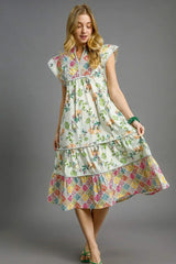 Floral Patchwork Garden Midi Dress - Bohemian Charm, Dresses, $ 65.00, A Moment Of Now™