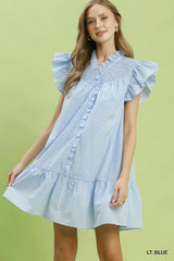 Light Blue Stripe Smocked Yoke Ruffle Dress | Boutique In USA, Dresses, $ 65.00, A Moment Of Now™