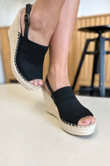 Black Peep Toe Platform Espadrille High Heel Sandals, Heeled Sandals, $ 39.00, A Moment Of Now™