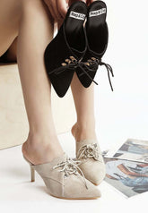 Miladi Suede Stiletto Mules Heels - Chic & Comfortable, Heels, $ 89.00, A Moment Of Now™