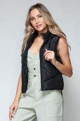 Black Zip Up Quilted Hooded Vest Jacket, Vests, $ 35.00, A Moment Of Now™