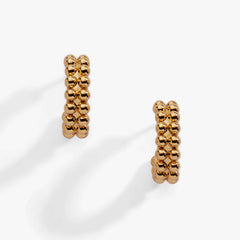 Gold Beaded Huggie Hoop Earring, Earrings, $ 28.00, A Moment Of Now™