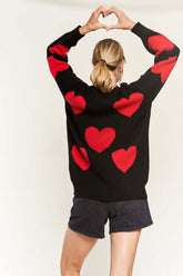 HEART PRINT OVERSIZED SWEATER DH5960D - Cozy Style, Sweaters, $ 65.00, A Moment Of Now™