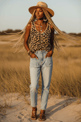 Taupe Leopard Knitted V-Neck Tank Top | Fashion Boutique Clothing, Tank Tops, $ 46.00, A Moment Of Now™