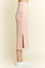 Mauve Zebra Print Side Slit Midi Skirt - Elegant Style, Skirts, $ 50.00, A Moment Of Now™