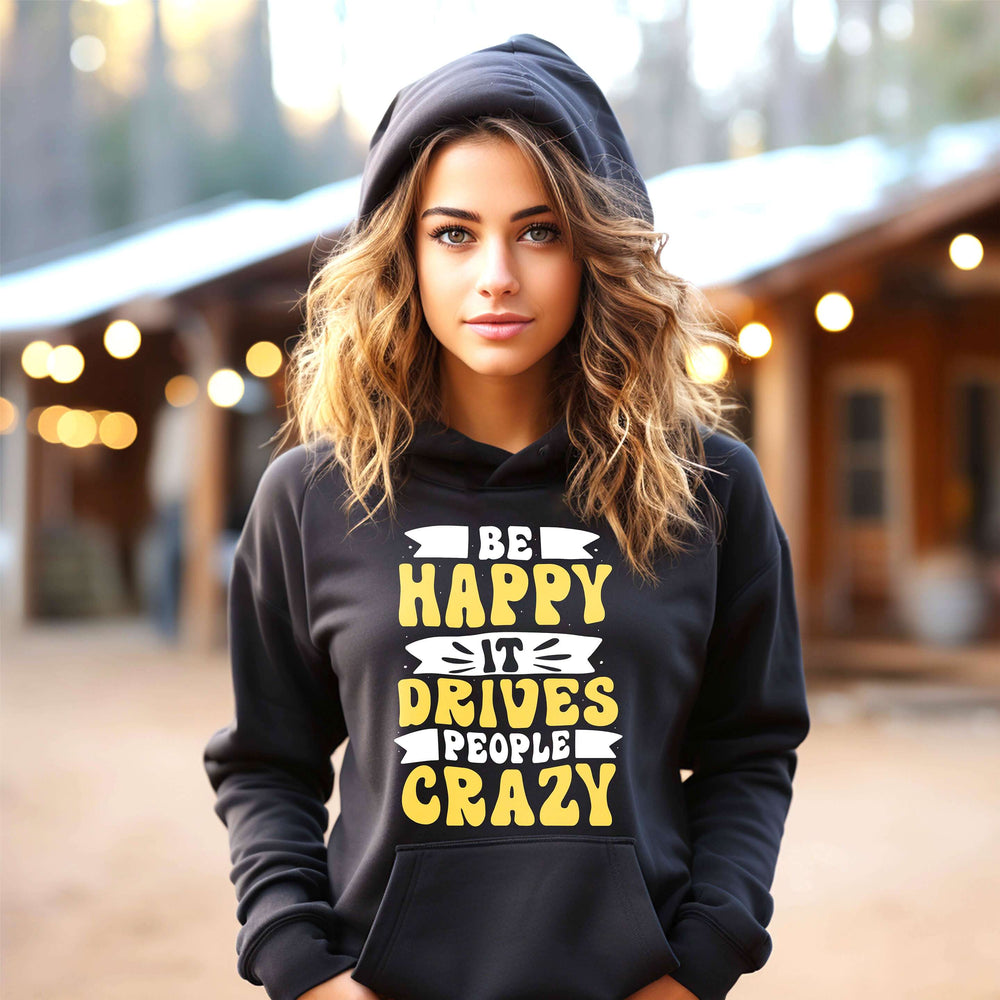 Be Happy Hoodie - Unisex Graphic Hoodie, Hoodies, $ 47.50, A Moment Of Now™