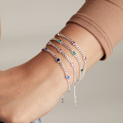 September Birthstone Sapphire Curb Chain Bracelet, Bracelets, $ 28.00, A Moment Of Now™