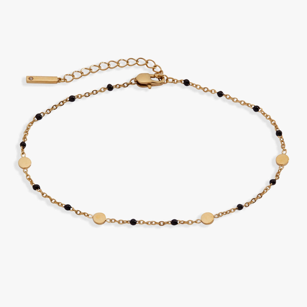 Black Enameled Chain Coin Station Anklet, Anklets, $ 34.00, A Moment Of Now™