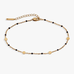 Black Enameled Chain Coin Station Anklet, Anklets, $ 34.00, A Moment Of Now™