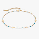 Turquoise Enameled Chain Coin Station Anklet, Anklets, $ 34.00, A Moment Of Now™