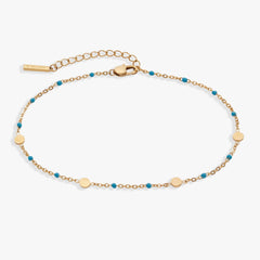 Turquoise Enameled Chain Coin Station Anklet, Anklets, $ 34.00, A Moment Of Now™