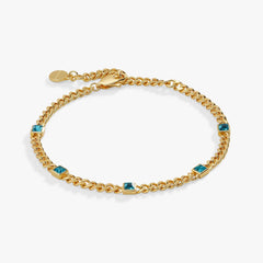December Birthstone Blue Zircon Curb Chain Bracelet | Boutique In USA, Bracelets, $ 28.00, A Moment Of Now™