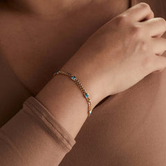 December Birthstone Blue Zircon Curb Chain Bracelet | Boutique In USA, Bracelets, $ 28.00, A Moment Of Now™