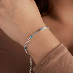 December Birthstone Blue Zircon Curb Chain Bracelet | Boutique In USA, Bracelets, $ 28.00, A Moment Of Now™