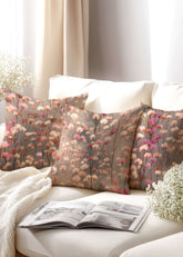 Boho Pink Wildflowers Throw Pillow Cover with Insert