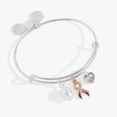 Breast Cancer Awareness Pink Ribbon Trio Charm Bangle, Bracelets, $ 38.00, A Moment Of Now™