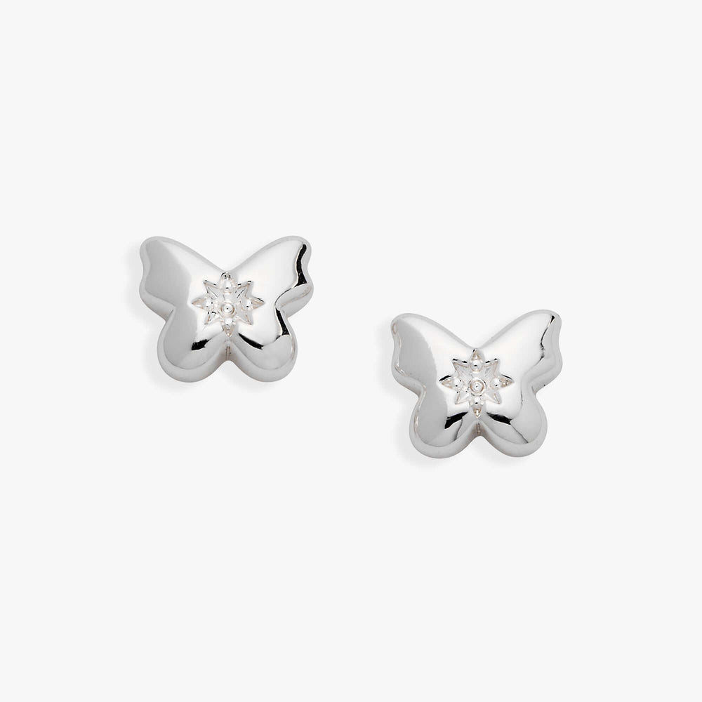 Puffy Butterfly Crystal Stud Earrings, Earrings, $ 14.00, A Moment Of Now™