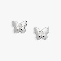 Puffy Butterfly Crystal Stud Earrings, Earrings, $ 14.00, A Moment Of Now™