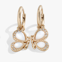 Butterfly Mother of Pearl Huggie Hoop Earrings, Earrings, $ 24.00, A Moment Of Now™