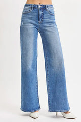 Medium Blue High Rise Wide Leg Jeans Plus Size, Jeans, $ 75.00, A Moment Of Now™