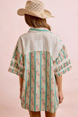 Teal Eyelet Lace And Floral Mix And Match Shirt Top | Boutique In USA, Tops, $ 55.00, A Moment Of Now™