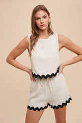 Charming Cream Ric Rac Trim Top & Shorts Set, Outfit Sets, $ 55.00, A Moment Of Now™