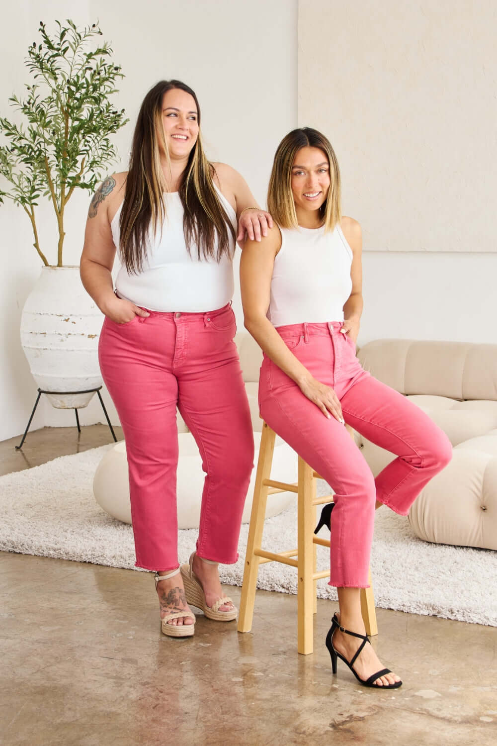 Sunkissed Pink Crop Dylan Tummy Control Jeans, Jeans, $ 59.00, A Moment Of Now™