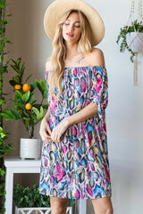 Boho Plus Size Off Shoulder Snake Mini Dress, Dresses, $ 45.00, A Moment Of Now™