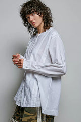 Ivory Lightweight Ruffle Trim Round Neck Woven Shirt | Boutique In USA, Shirts, $ 69.00, A Moment Of Now™