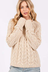 Sandstone Beige Cable-Knit Sweater - Luxurious Comfort, Sweaters, $ 57.00, A Moment Of Now™