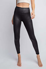 Black PU Chintz Full-Length Leggings - Stylish & Chic, Leggings, $ 44.95, A Moment Of Now™