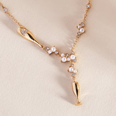 Champagne Pearl & Crystal Pendant Necklace, Necklaces, $ 44.00, A Moment Of Now™