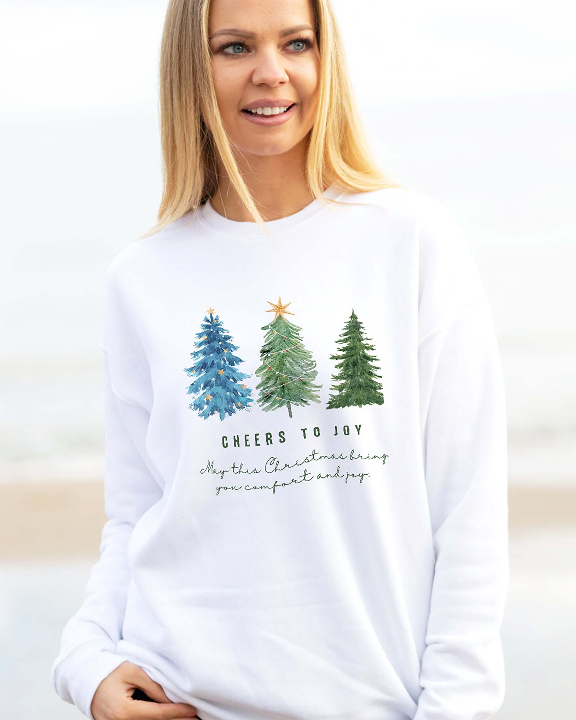 Cheers To Joy Christmas Holiday Sweatshirt - Cozy & Fun, Sweatshirts, $ 37.00, A Moment Of Now™