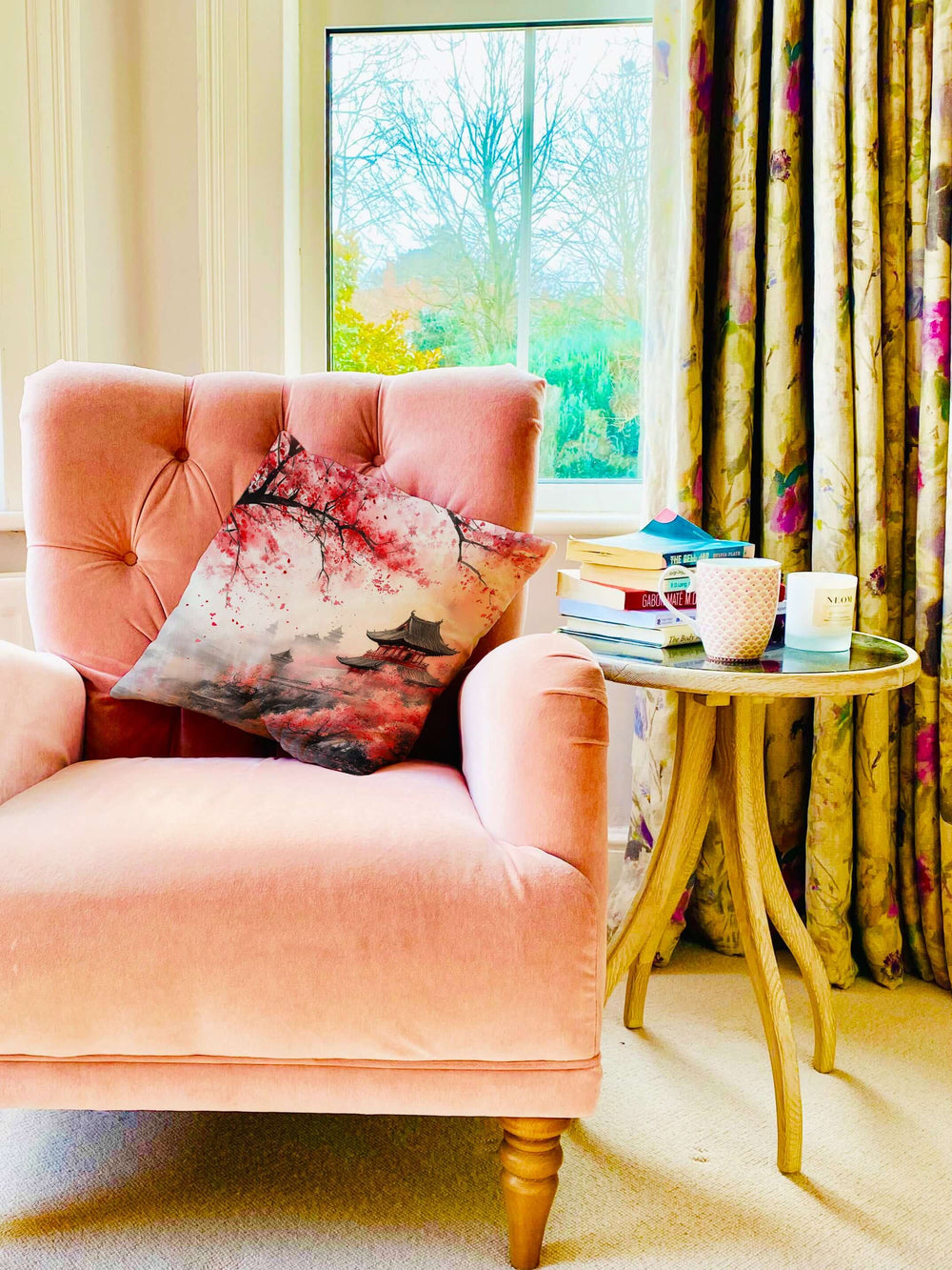Cherry Blossom Nature Throw Pillow – Bring Japan’s Serene Beauty into Your Home | Boutique In USA, Throw Pillows, $ 65.50, A Moment Of Now™