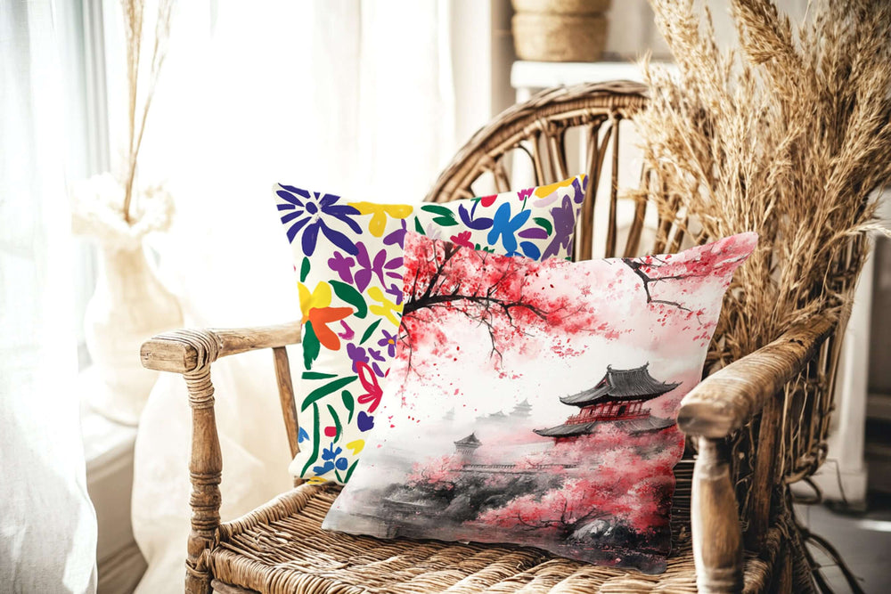Cherry Blossom Nature Throw Pillow – Bring Japan’s Serene Beauty into Your Home | Boutique In USA, Throw Pillows, $ 65.50, A Moment Of Now™