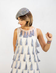 Flapper Chic Tassel Dress in Cream + Grey | Boutique In USA, Dresses, $ 198.00, A Moment Of Now™