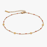 Coral Enameled Chain Coin Station Anklet, Anklets, $ 34.00, A Moment Of Now™