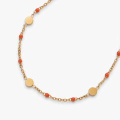 Coral Enameled Chain Coin Station Anklet, Anklets, $ 34.00, A Moment Of Now™