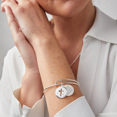 Hidden Message Cross Affirmation Bangle, Bracelets, $ 34.00, A Moment Of Now™