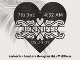 Custom Newborn Love Monogram Steel Metal Wall Decal, Metal Signs, $ 55.00, A Moment Of Now™