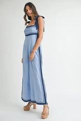 Periwinkle Blue Linen Mix Chevron Jumpsuit, Jumpsuits, $ 109.00, A Moment Of Now™