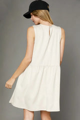 Elegant Ivory Round Neck Sleeveless Tank Dress, Dresses, $ 55.00, A Moment Of Now™