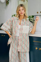 Teal Eyelet Lace And Floral Mix And Match Shirt Top | Boutique In USA, Tops, $ 55.00, A Moment Of Now™