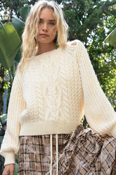 Cream White Cable Knit Cutout Sweater - Stylish & Cozy, Sweaters, $ 49.00, A Moment Of Now™
