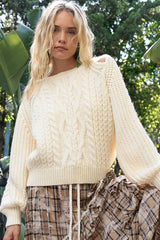 Cream White Cable Knit Cutout Sweater - Stylish & Cozy, Sweaters, $ 49.00, A Moment Of Now™
