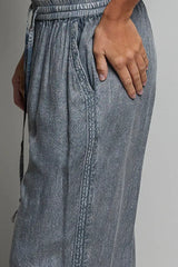 Grey Tassel Drawstring Embroidered Wide Leg Woven Pants | Boutique In USA, Pants, $ 57.00, A Moment Of Now™