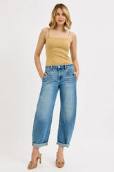 Plus Size Medium Blue Mid Rise Roll Up Jeans, Jeans, $ 75.00, A Moment Of Now™