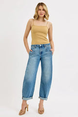 Plus Size Medium Blue Mid Rise Roll Up Jeans, Jeans, $ 75.00, A Moment Of Now™